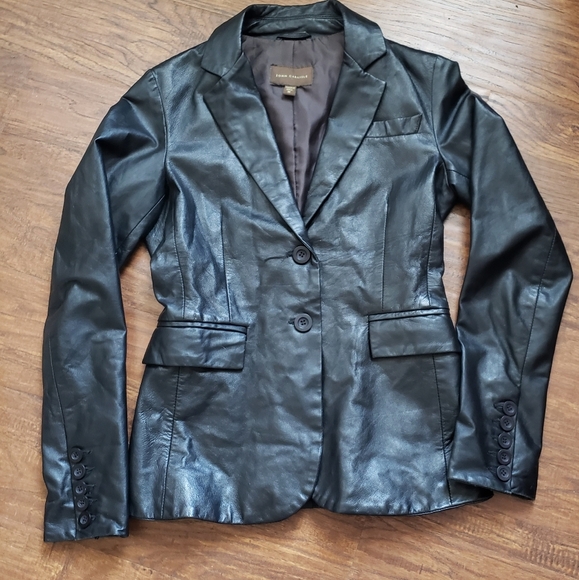 John Carlisle sz Medium genuine soft leather blazer jacket lightweight black - Picture 7 of 10